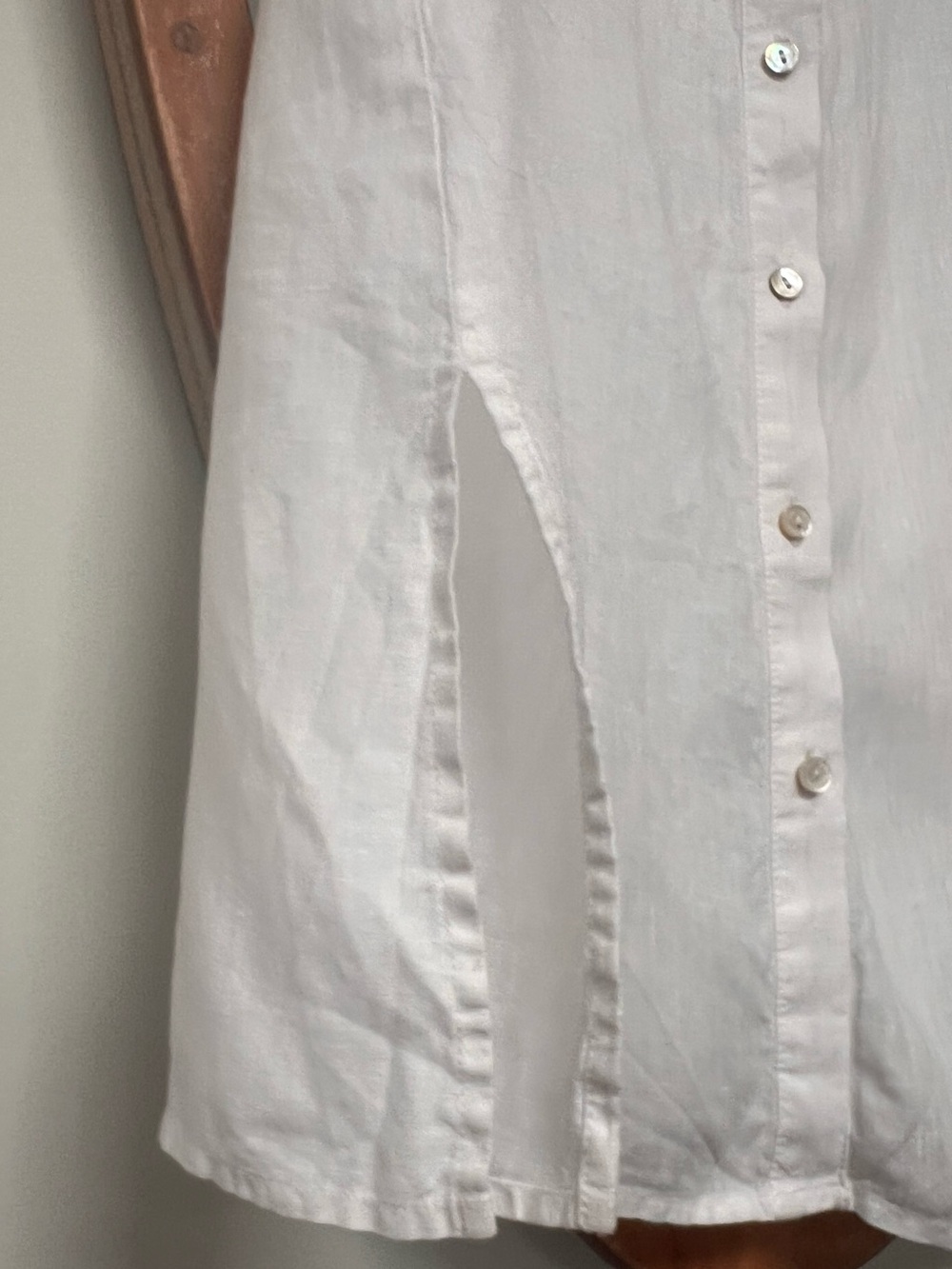 Eileen Fisher White Button-Front Linen Top - Picture 4 of 6